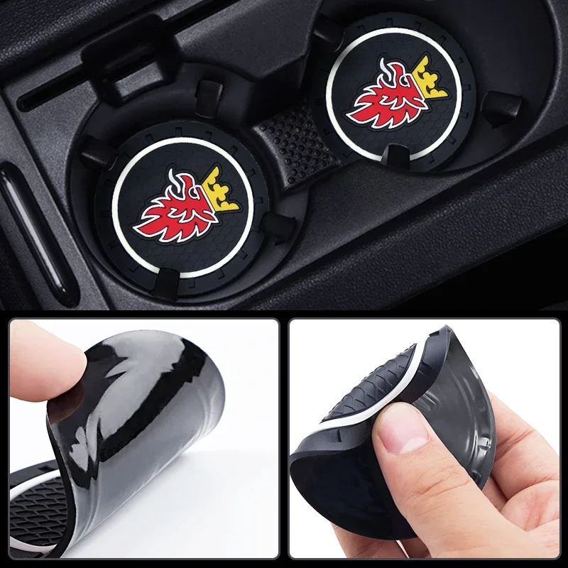 1/2pcs Car Coasters Water Cup Holder Pads Cup Slot Non-Slip Mat Interior Accessories For Saab 93 95 Saab 9-3 9-5 900 9000