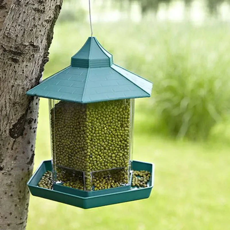 

Waterproof Wild Bird Hanging Feeder Outdoor Feeders Food Container Gazebo Perfect Pavilion Shape Green