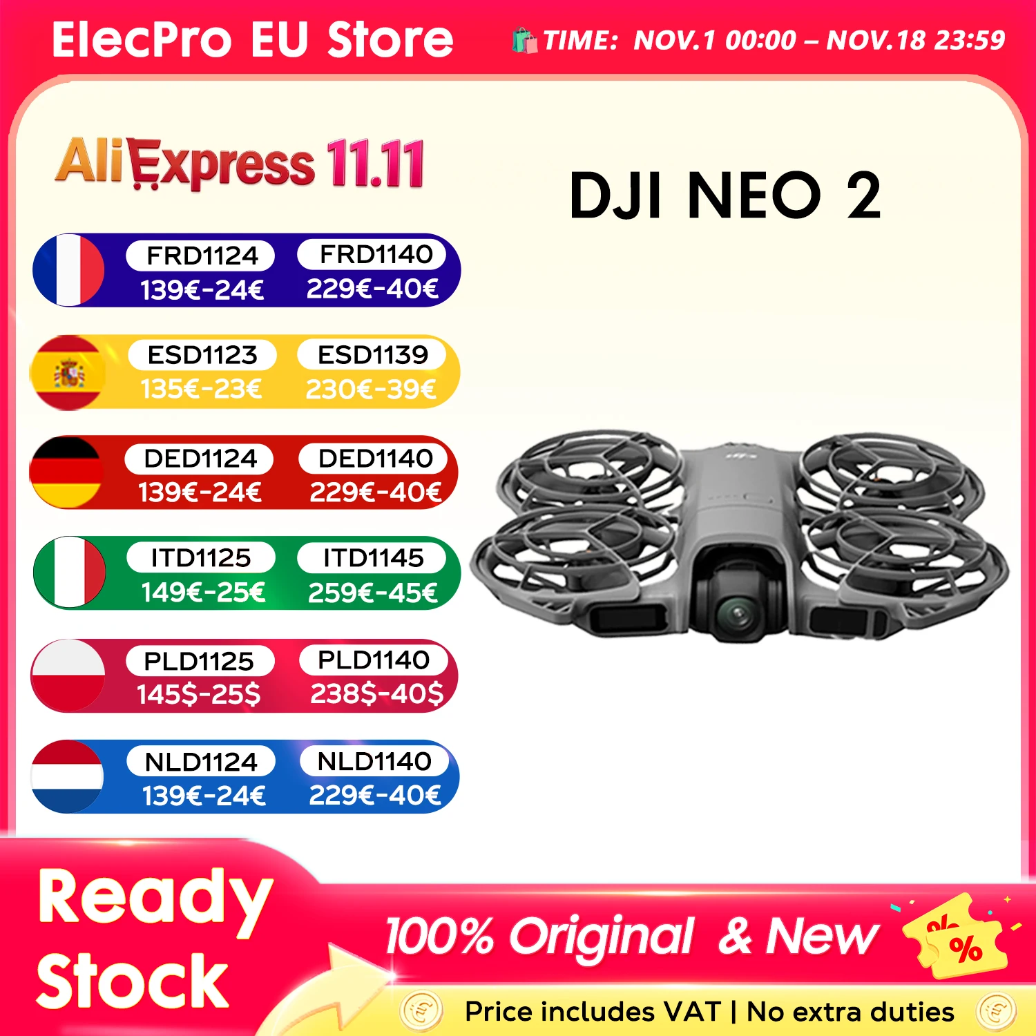 (Start od 1 Listopada) Dron DJI Neo 2 4K 151g – 168,88€