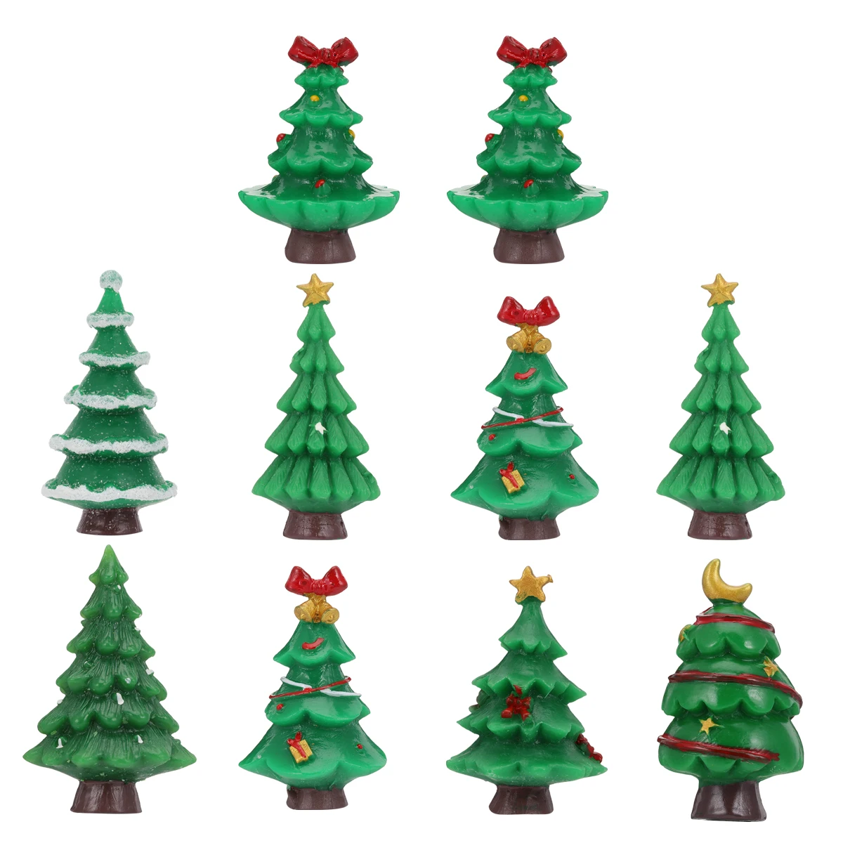 

10pcs Resin Christmas Tree Decorations Miniature Rustic naments Desktop Small Holiday Gifts Home Decor Christmas Tree