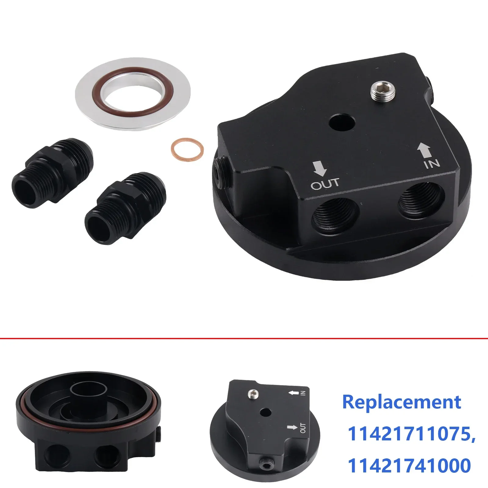 Easy Install Oil Filter Cap With Oil Cooler Fittings for BMW M50 S50 S52 S54 E36 E46 Aluminum Replacement 11421711075 - view 5