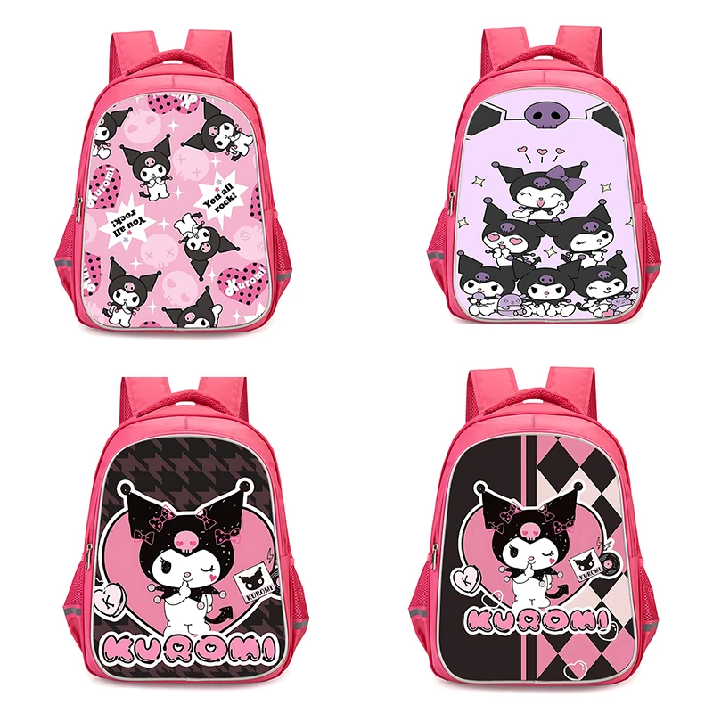 Child Backpacks Sanrios Cute Kuromi Girls Student Birthday Gift School Bags Camping Durable Rucksack