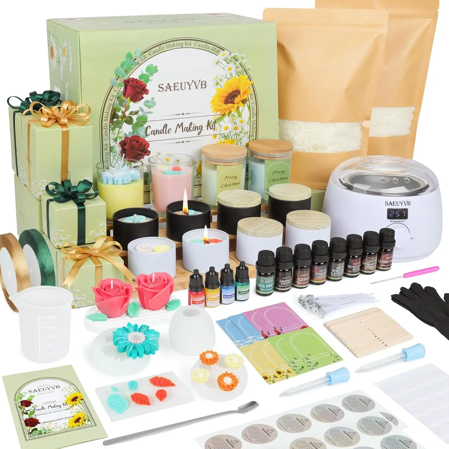 

Candle Making Kit,Candle Making Kit for Adults & Beginners - DIY Starter Soy Candle Making Supplies with Digital Wax Warmer,Soy Wax Etc-Perfect Home Craft & Gift Idea