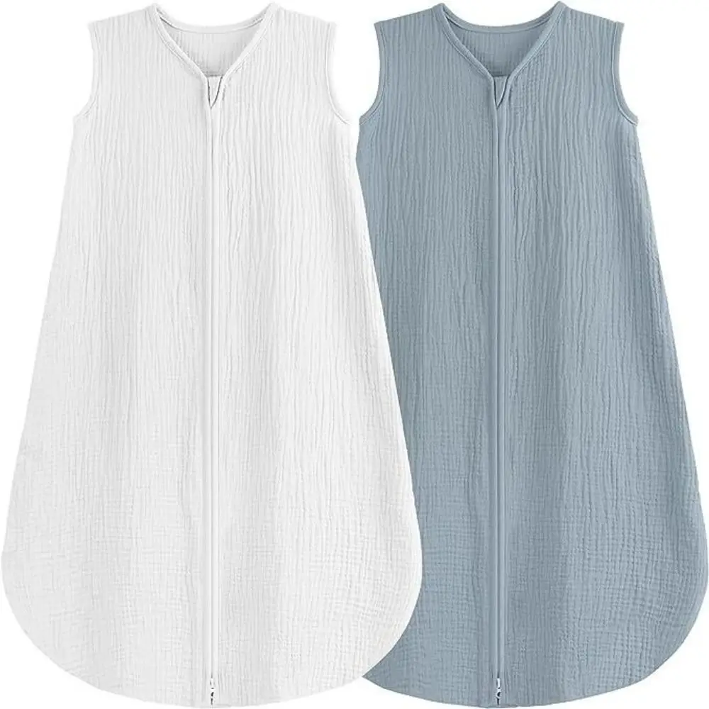 0-12 Months Baby Sleep Sack Cotton Lightweight Newborn Wearable Blanket 2-Ways Zipper Sleeveless Diaper Cocoon