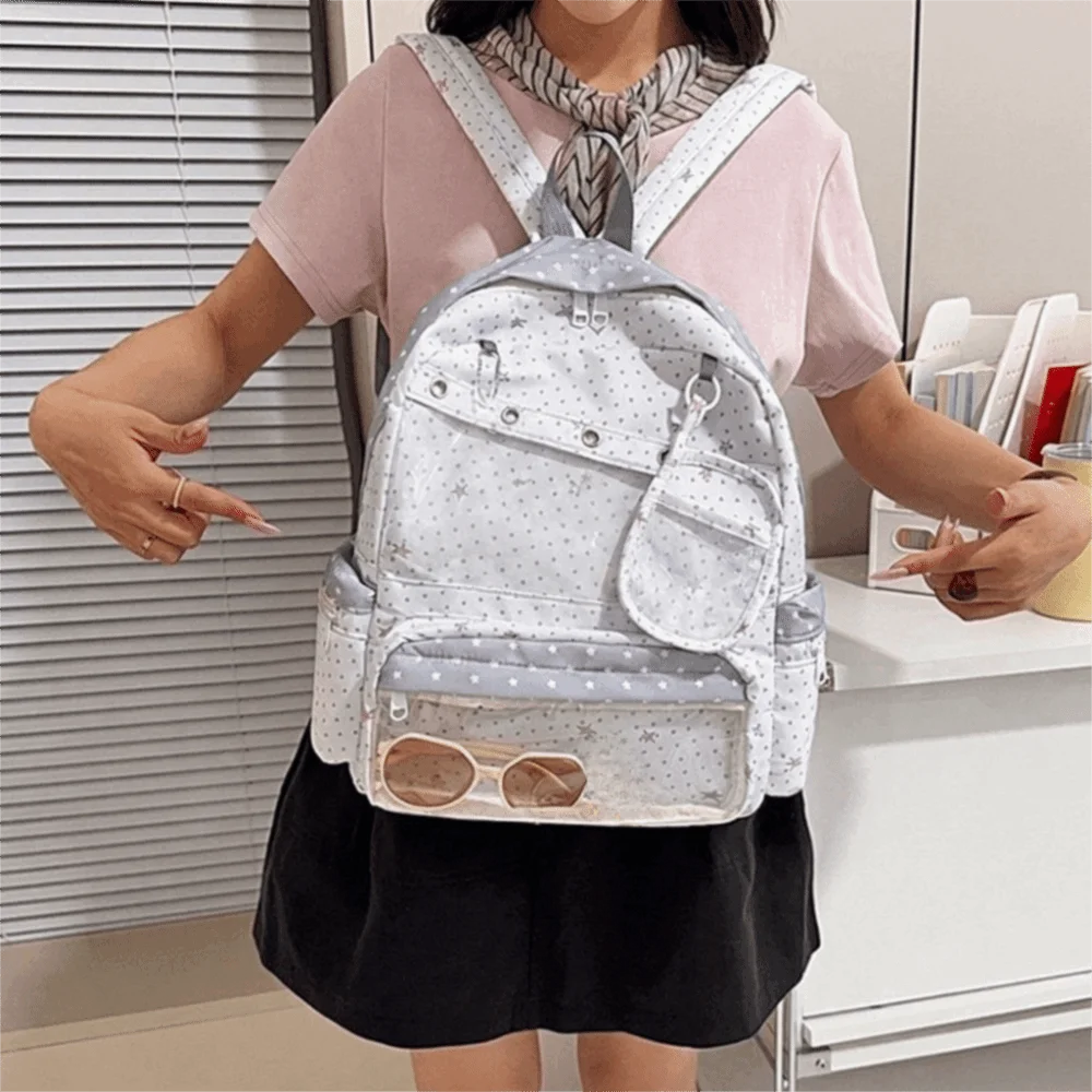 Fashion Transparent Polka Dot Backpack Y2K Itabag Transparent Ita Bag Lolita Large Capacity Display Knapsack Girl