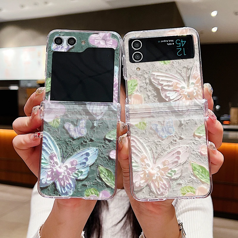 Transparente Hartschalen-Handyhülle mit Schmetterlingsdruck für Samsung Galaxy Z Flip8 Flip6 Flip7 FE Flip 8 7 6 5 4 3 5G Stoßfeste Durchsichtige Schutzhülle – Detail 3