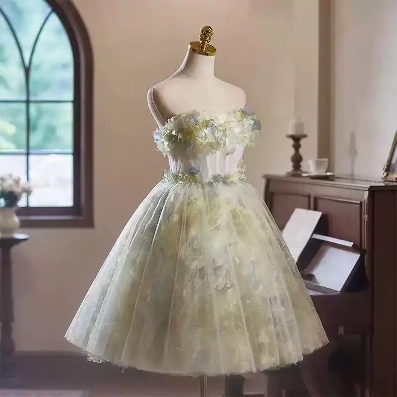 

Exquisite Prom Dress Short 2025 Party Dresses Sweetheart Sleeveless Lace-up Back Green Colorful Quinceanera Dresses