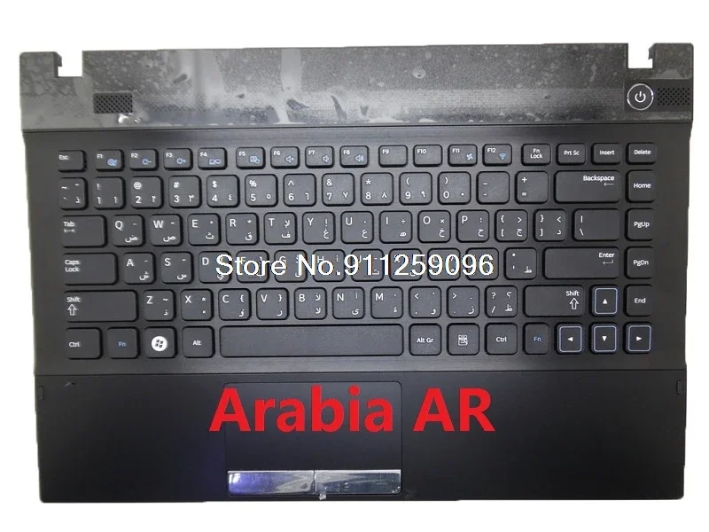 كمبيوتر محمول PalmRest ولوحة المفاتيح لأجهزة سامسونج NP300V4A 300V4A العربية AR الإنجليزية الولايات المتحدة روسيا RU BA75-03218E مع مكبر صوت لوحة اللمس جديد