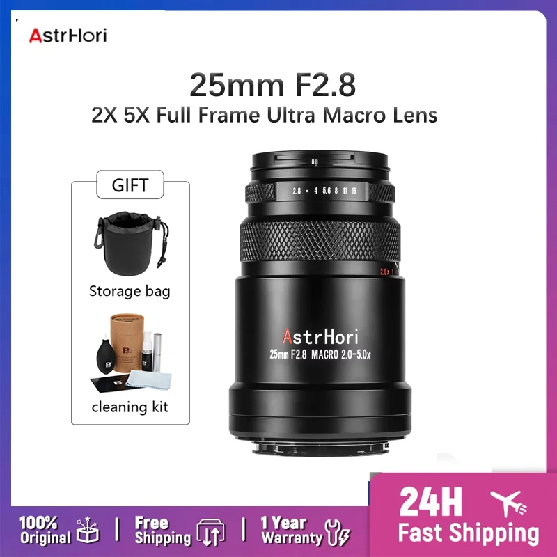 

Полнокадровый ультра макрообъектив AstrHori 25 мм F2.8 2X 5X для Sony FE/Canon RF/Nikon Z/Leica L/Fuji FX Mount Camera