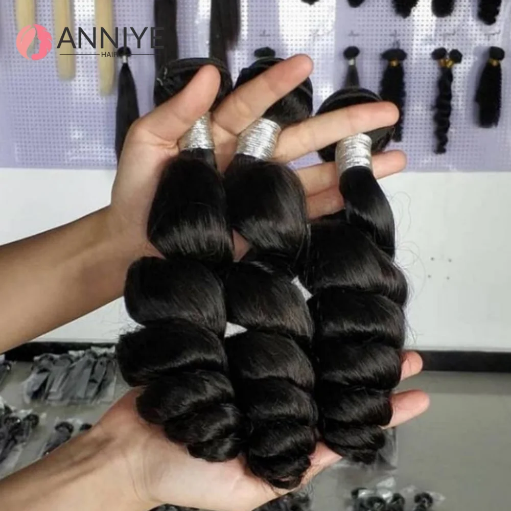 

Wholesale Loose Wave 1 3 4 Bundles Brazilian Unprocessed Human Hair Bundles 100% Loose Wavy Doule Drawn Bundles Weave Extensions