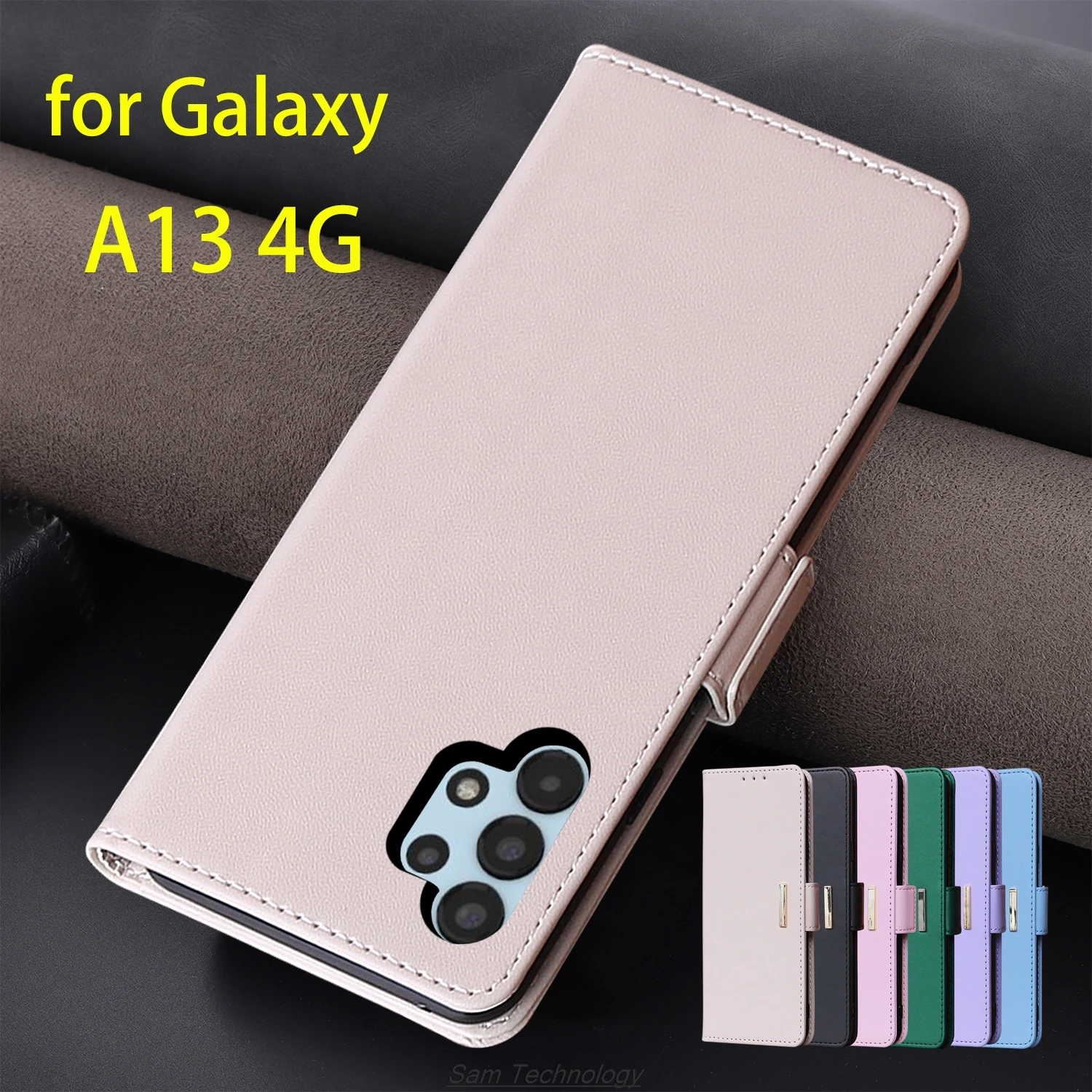 

Magnetic buckle Leather Case for Samsung Galaxy A13 4G A135F 6.6" Wallet RFID BLOCKING Flip Cover female Simple Fundas Coque