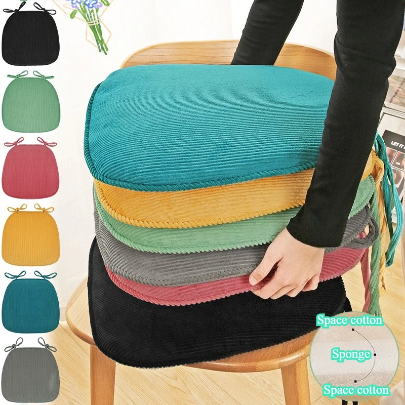 

Thickened Corduroy Chair Cushions Soft Breathable Detachable Slow Rebound Chair Cushion for Lounge/Kitchen/Office/school 의자방석