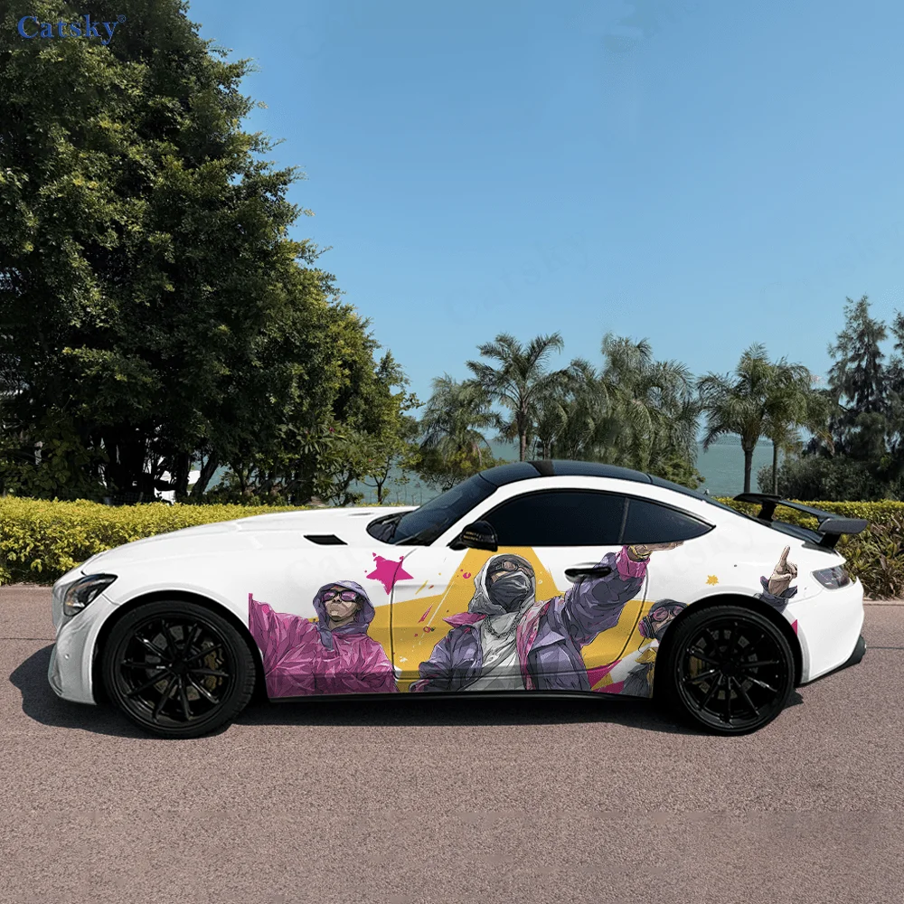 

Маска человека, цветные звезды, автомобильные виниловые наклейки, самоклеящаяся наклейка из ПВХ, подходит для грузовиков, внедорожников, украшения, автоаксессуары, подарок