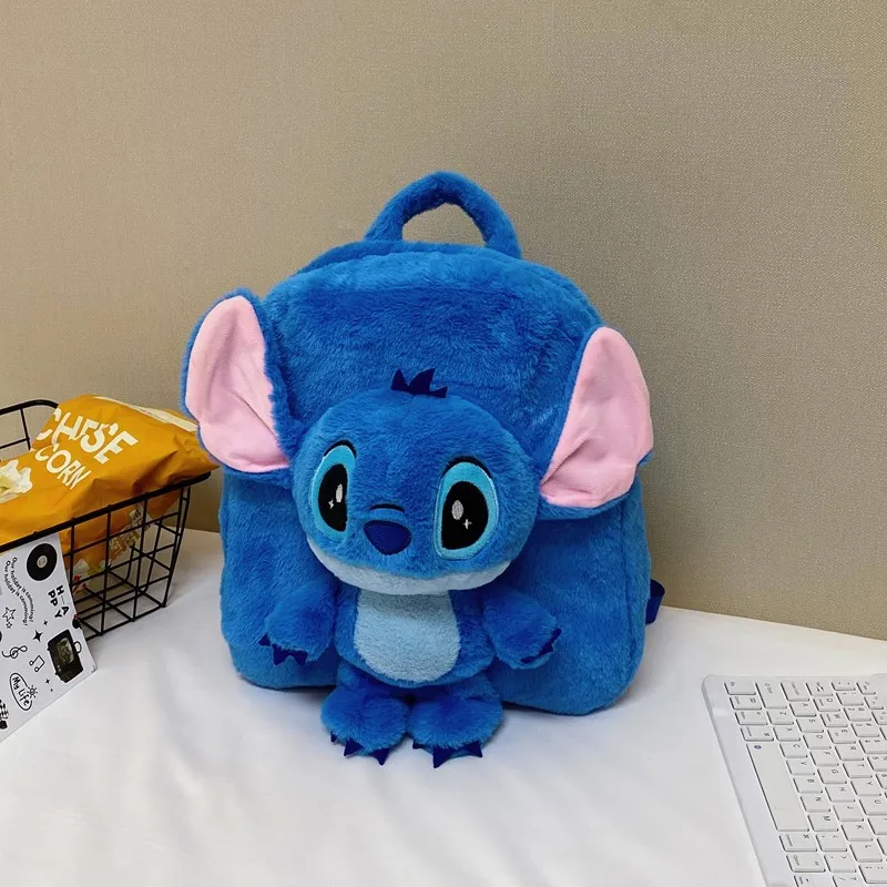 2026 New Kawaii Large Capacity Stitch Double Backpack Cute Girly Heart Plush Toy Backpack Travel Bag Girl Birthday Gift