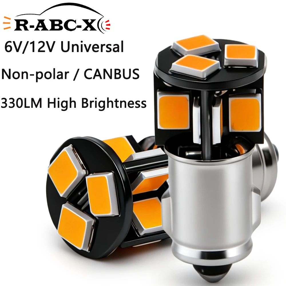 

8PCS BA7S LED Bulb 6V 12V Non-polarity T6.5 For Vintage Car Motorcycle Dashboard Instrument Light Interior 3000K/6000K