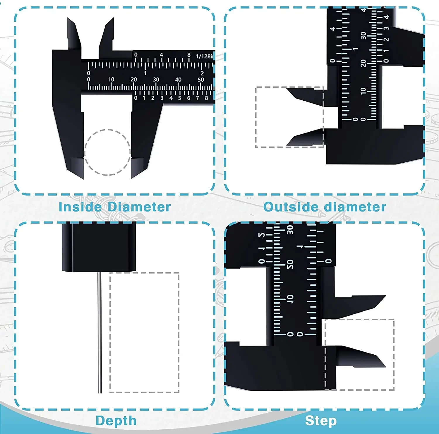 Portable 150MM Plastic Eyebrow Measuring Vernier Caliper Tattoo Caliper Ruler Plastic Permanent Makeup Measurement Tools