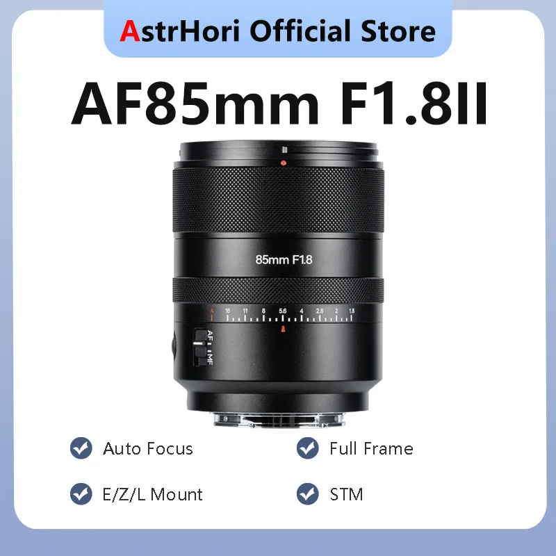 Lente AstrHori AF 85mm F1.8 II de Fotograma Completo STM con Enfoque Automático y Gran Apertura para Sony E Alpha 1 II Alpha 7 V Nikon Z Z5 Leica L