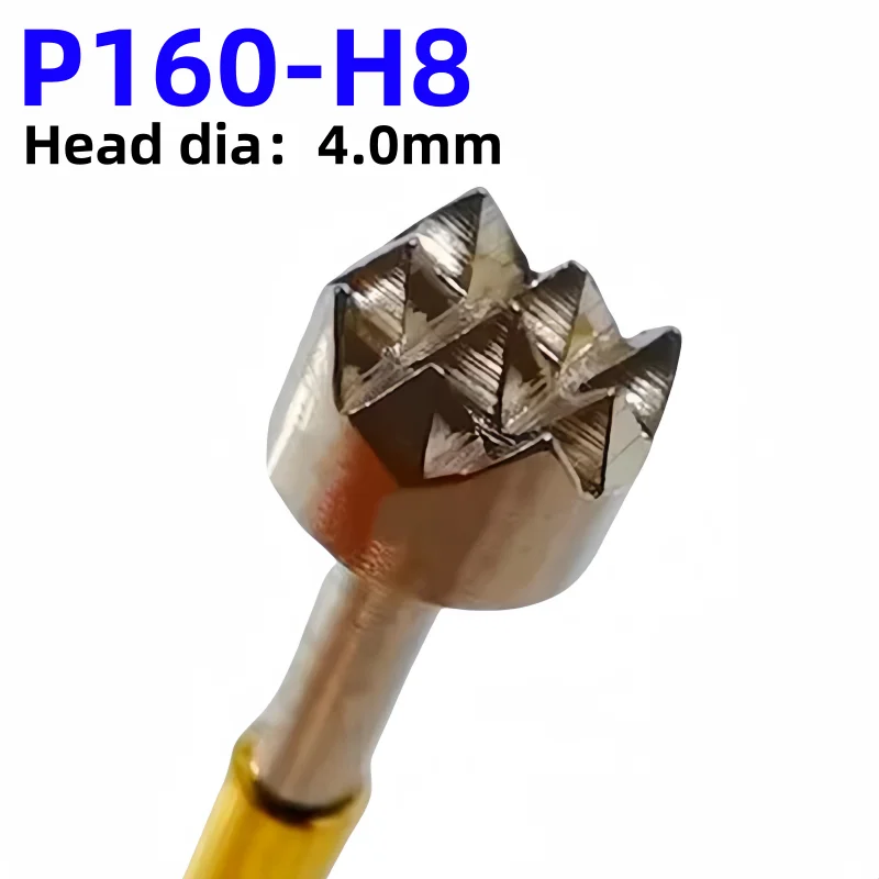 

100PCS P160-H8 Spring Test Pin Nickel-Plated Head Test Probe Needle Head Dia 4.0mm Test Probe P160-H Dia 1.36mm Length 23mm