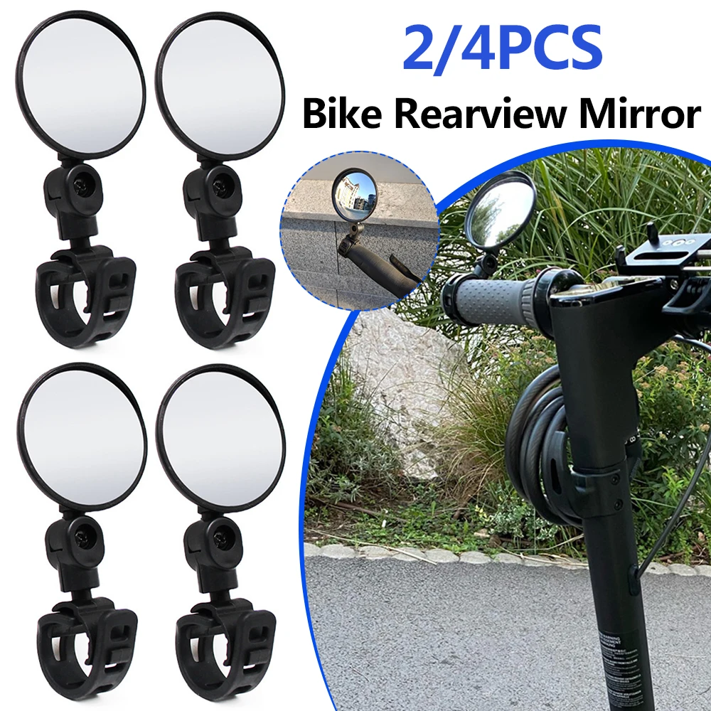 2/4PCS Bike Rearview Mirror Bicycle 360 Degree Rotation Adjustable Electric Scooter Handlebar Reflector Rear View Mirrors Parts