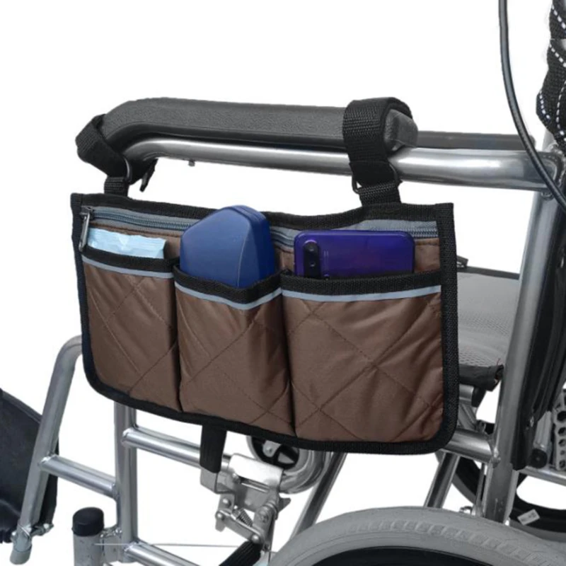 Borsa portaoggetti laterale per bracciolo per sedia a rotelle tasca portatile adatta per la maggior parte delle ruote da passeggio e accessori per attrezzature mobili