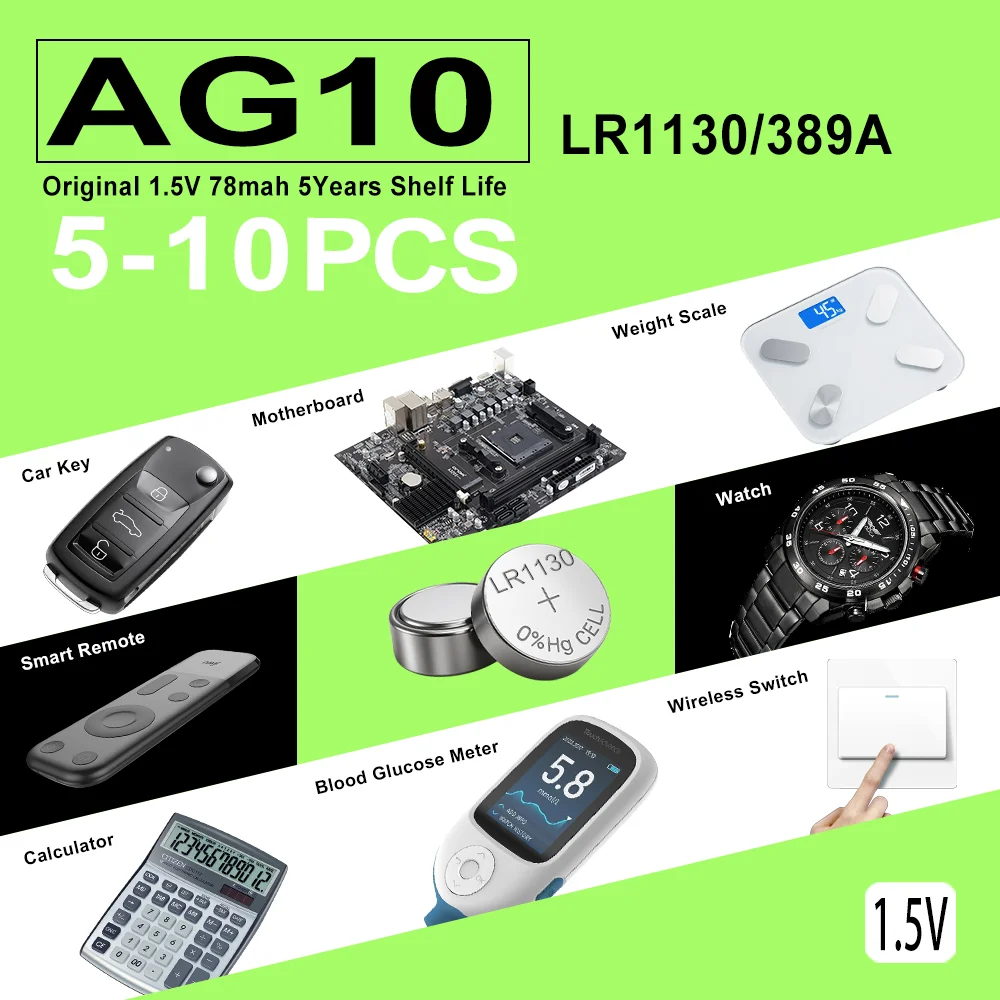 5-10PCS LR1130 AG10…