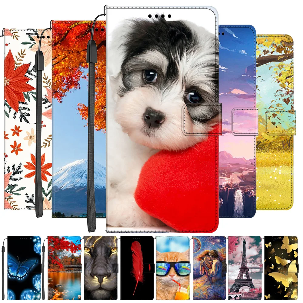 

Leather Book Case For Moto G52 G32 Luxury Wallet Flip Cover For Motorola G42 G22 Phone Cases Cute Cats Print Card Magnetic Bags