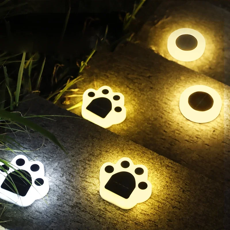 Solar Power LED Cat Paw Print Light Outdoor Waterproof Garden Lawn Home Yard Step Light Atmosphere Decoration