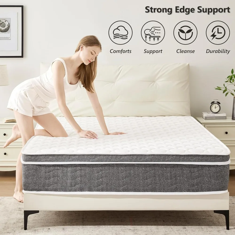 Queen Mattress, 12 Inch Hybrid Mattress - Pocketed Coils - Targeted Pressure Relief, Advanced Motion Isolation, Mattresses image 5