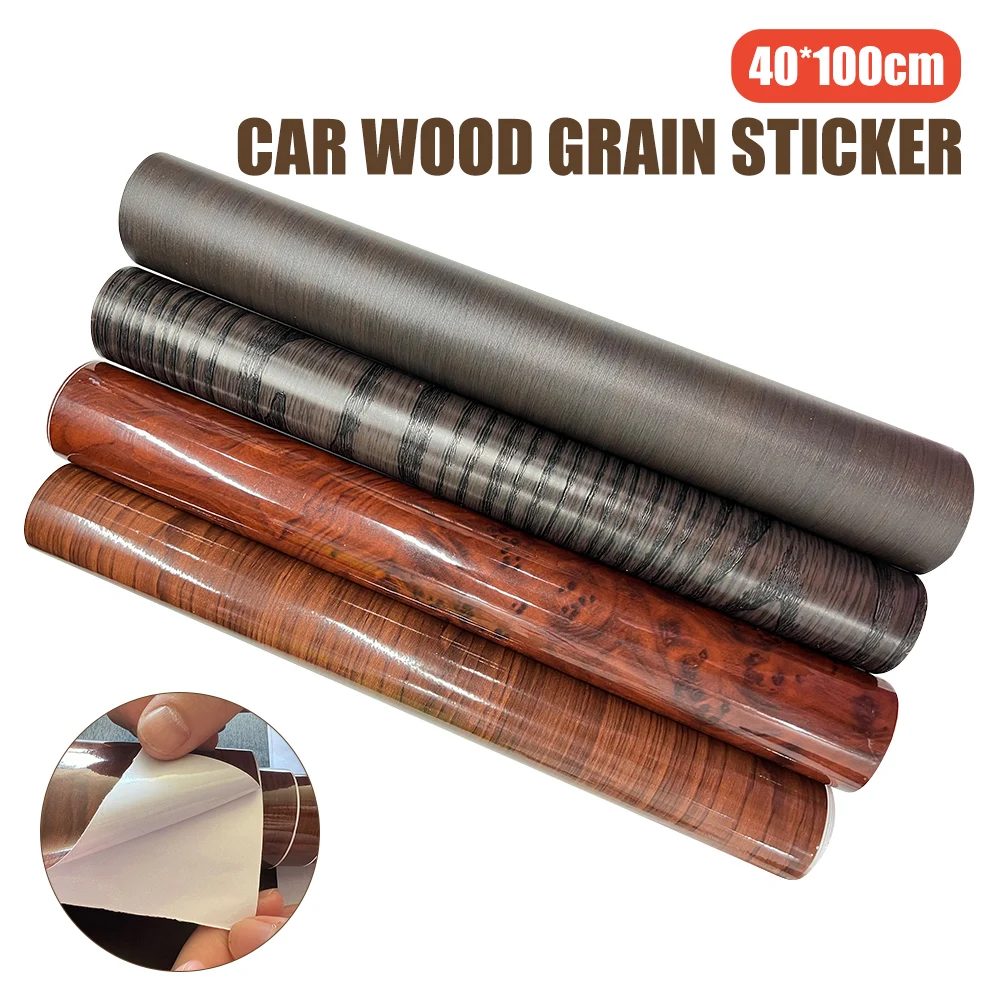 

40x100cm Car Interior Film Glossy & Matt Thickened Anti-staining Waterproof Wood Grain Self-adhesive PVC Car Stickers DIY
