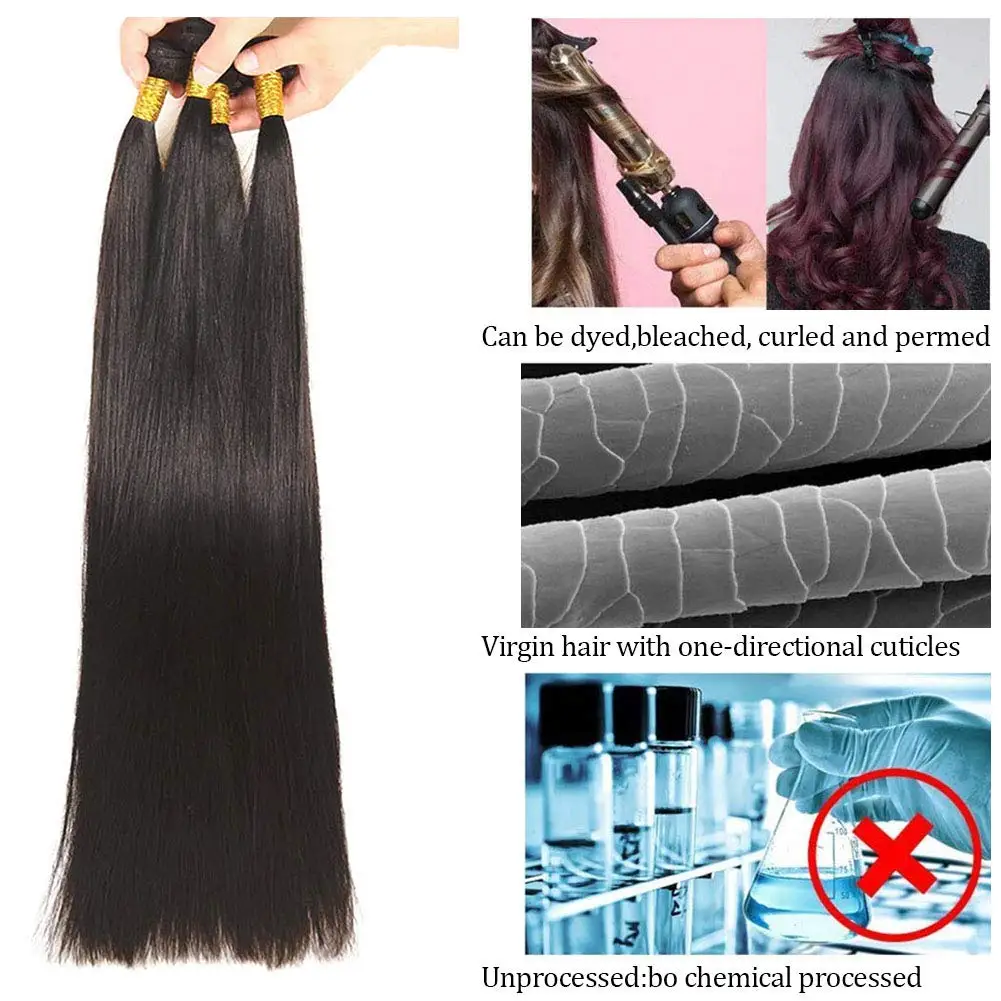 RAW Staright Human Hair Bundles 10--32inch Brazilian Straight Hair Weaves Bundles For Women Natural Brown Color Remy Human Hair