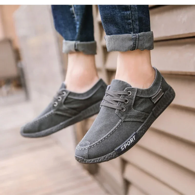 Fashion Men Canvas Shoes Male Summer Casual Denim Shoes Mens Vulcanize Sneakers Slip on Loafers Driving Moccasin Chaussure Homme