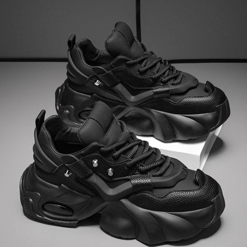 Zapatillas Chunky para Hombre 2026, Zapatos Deportivos Cómodos con Plataforma para Exteriores, con Cordones, Novedad, Zapatos Masculinos que Aumentan la Estatura