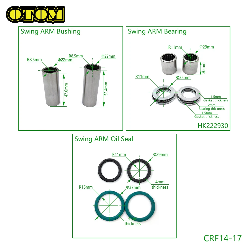 Motorcycle For HONDA Swing ARM Bearing Oil Seal Bushing CR125 CRF250R CRF250X CRF450R CRF450L CRF450RX CRF450X CRF450RWE Bikes