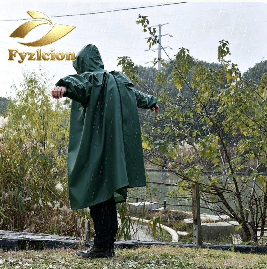Fyzlcion  Premium Soft 400D Ultra Lightweight Soft Rain Poncho Backpack Compartment Pack Oversized Hooded Raincoat rainwear