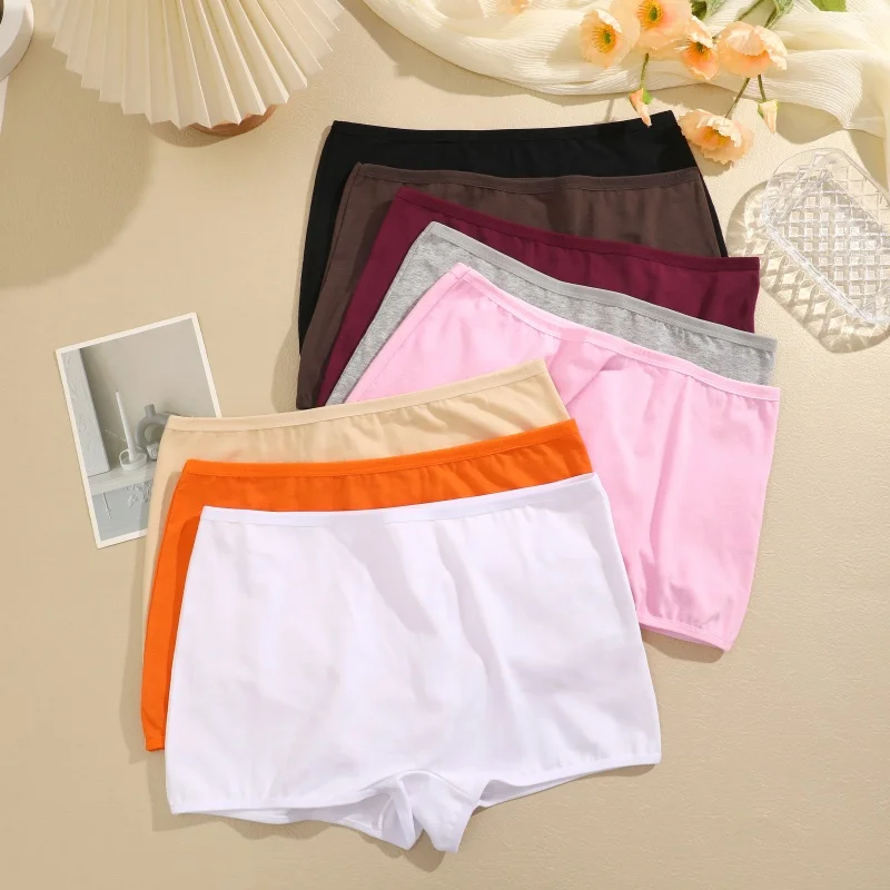 Celana Dalam Wanita 5 Buah/Set Celana Pendek Boxer Pinggang Tinggi Tanpa Jahitan Katun Celana Dalam Warna Solid Wanita Celana Dalam Intim Lingerie Nyaman XS-XL