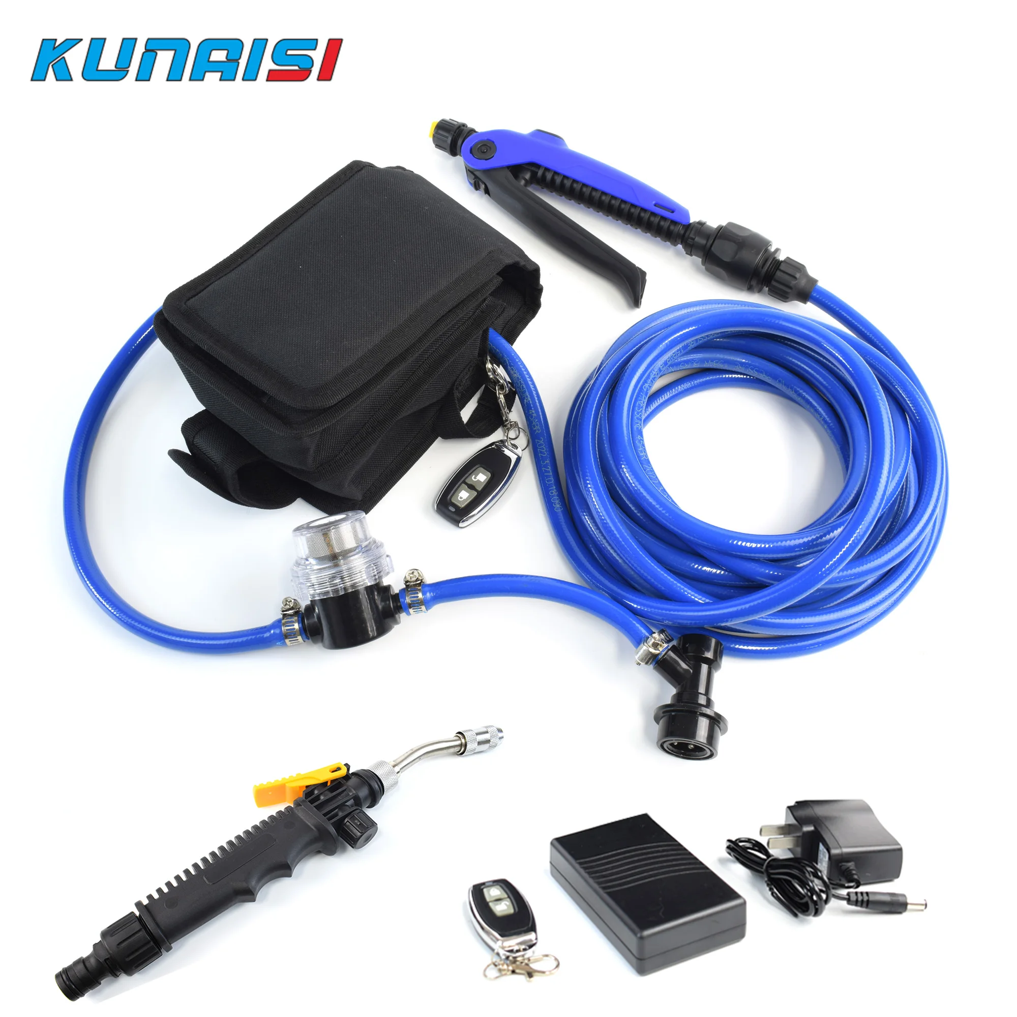 مجموعة أدوات رذاذ ملونة إلكترونية بدون هواء خرطوم مياه مع فوهة رش لغسيل السيارات وسقي الحديقة