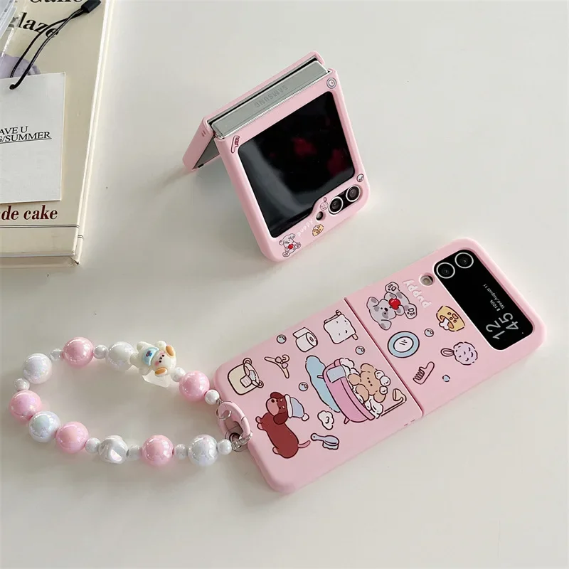 Funda de teléfono de perro de baño para Samsung Galaxy Z Flip 3 Z Flip 4 Z Flip 5 Hard PC Back Cover para ZFlip5 Case Shell