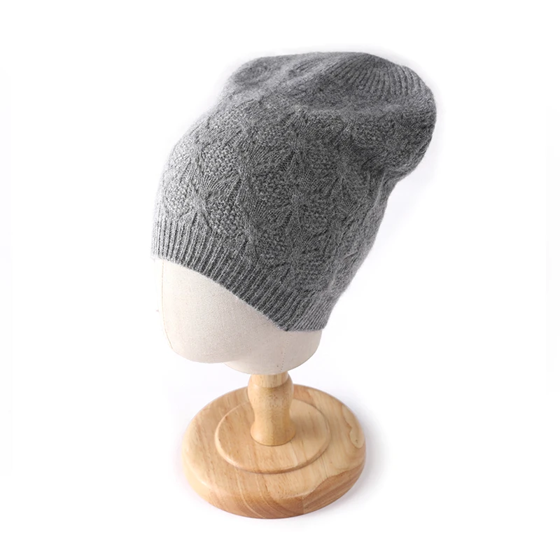 Women Men 100% Wool Knitted Hat for Winter Autumn Soft Warm Thin Cashmere Hollow Out Fashion Beanies Solid All Match Ski Cap