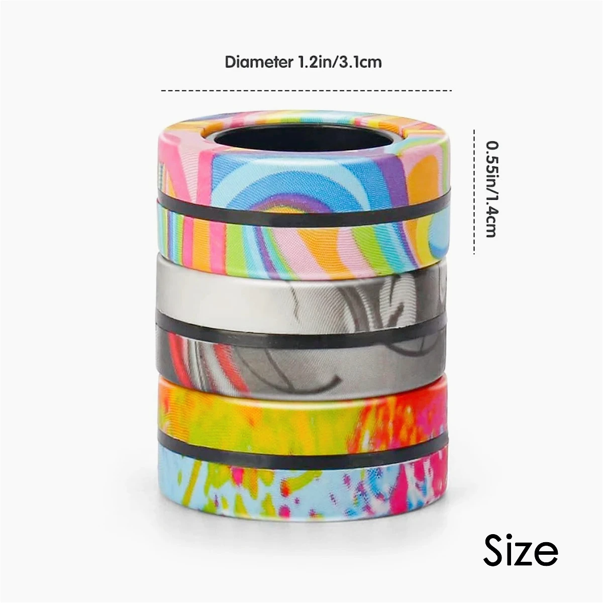 ●Magnetic Spinner Rings Set of 3 - Fidget Toys for Adults, Teens & Kids, Stress Relief, Stainless Steel