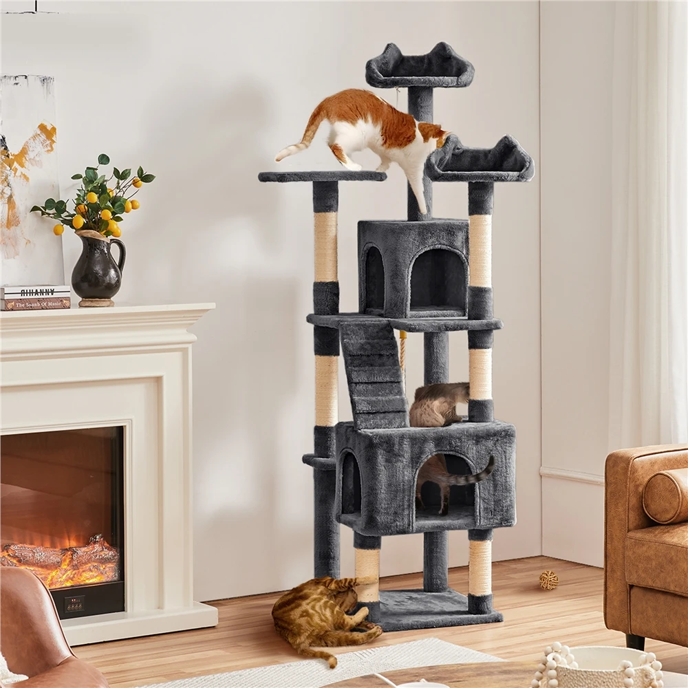 

Costoffs 72" Cat Tree, Deluxe Multi Level Cat Tree with 2 Cozy Condos & Scratching Post & Foam Edge Perch & Dangling Ball & Ladder Perfect Gift for Cats Cat Furniture Halloween Cat Tree for Small/Medium Cats Christmas Gift