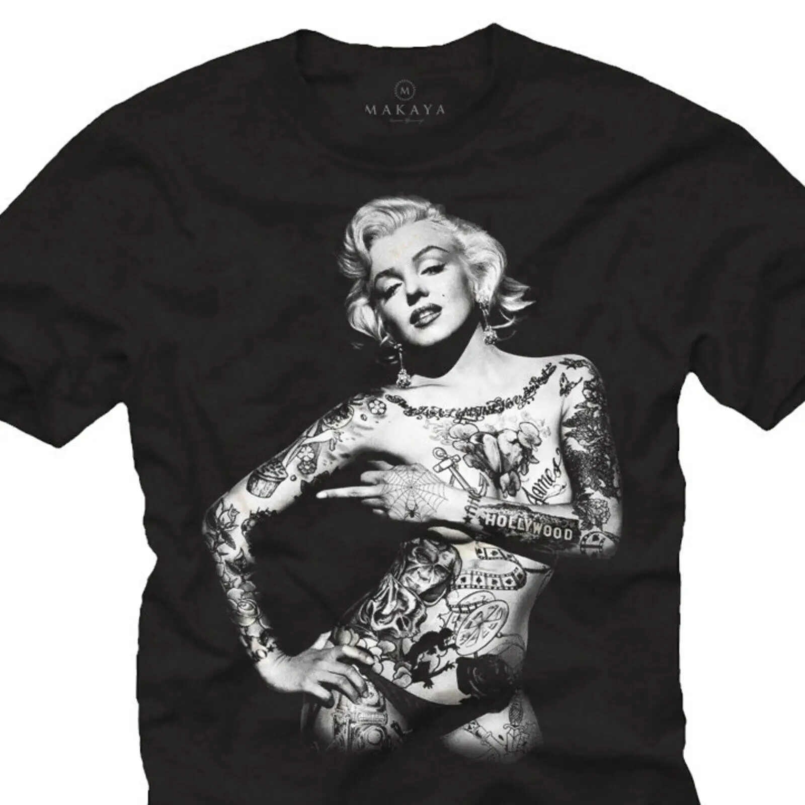 Cool Marilyn Ink Love T-Shirt Black - Men's Tattoo Tee Shirt Print Size S-XXXXXL