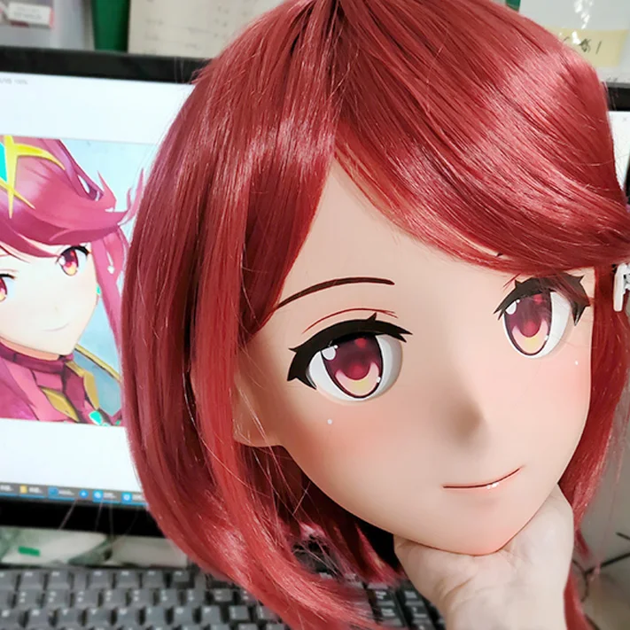 

(GLb08) Настроить персонаж для девочек, смола, половина головы, кроссдресс, косплей, японское аниме, роль, маска кигуруми с глазами и париком