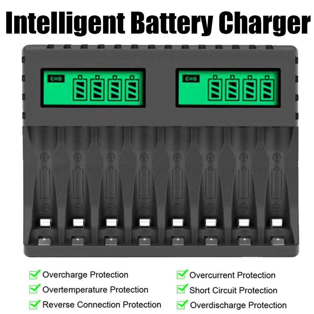 LED Indicator Fast Charging Dock Intelligent Battery Charger 8 Slot Adapter For AA AAA NI-CD NI-MH Rechargeable Batteries