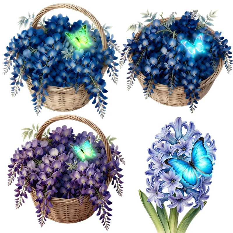 Three Ratels CAB9 Elegant wisteria flower basket art wall stickers for home decoration