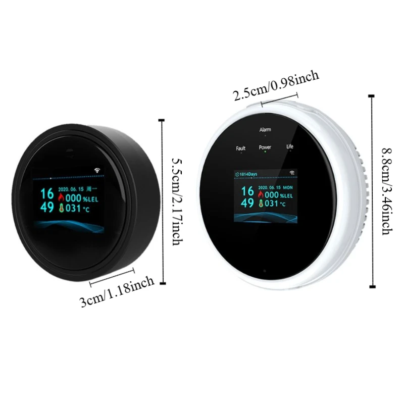 Security Natural Gas Leakage Detector Temperature Display Fire Sensing Biogas Leak Detector Digital LED Smart Gas Alarm Methane
