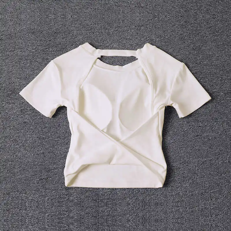 Short Sleeve Yoga Tops Sexy Backless Fitness Wear Top Outdoor Soft Comfortable Sports Yoga Top