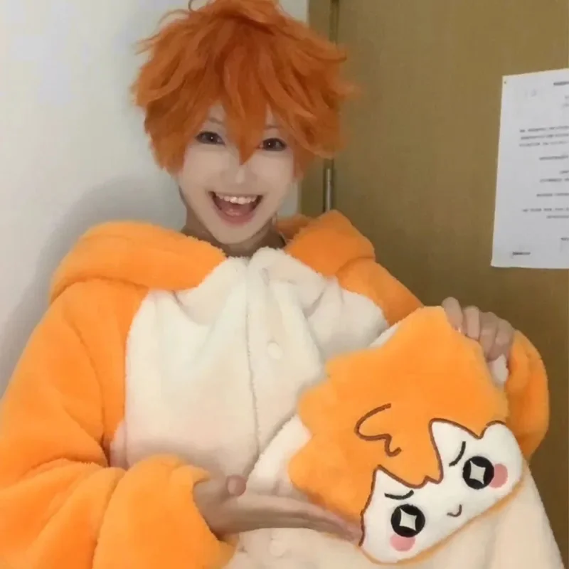 

Haikyuu!! Pajamas Kageyama Tobio Hinata Shouyou Cosplay Robe And Pants Soft Cute Thickened Coral Velvet Warm Couple Homewear