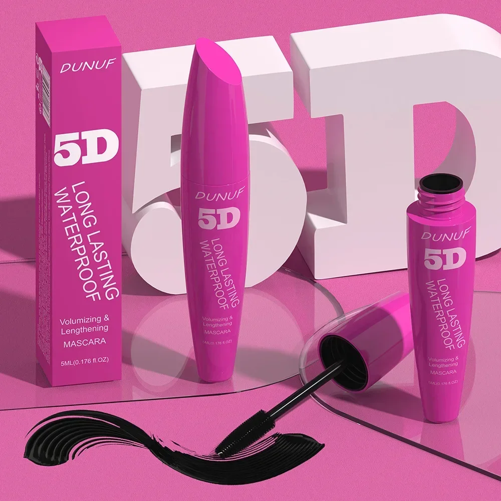 5D สีดําม้วนขนตาหนามาสคาร่ากันน้ํา Anti-smudge Natural Eyelashes มาสคาร่าตาเกาหลีแต่งหน้าเครื่องสําอาง