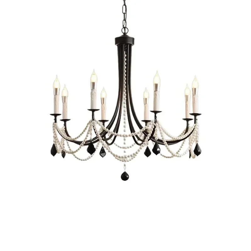 

French medieval living room chandelier, American retro, room, romantic candle, lamp