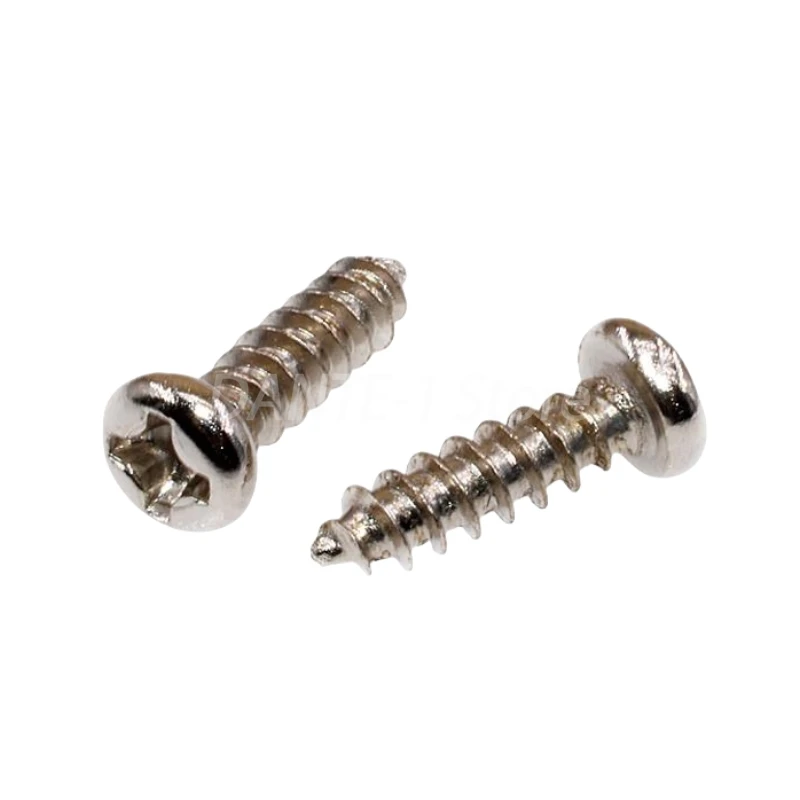 Tornillos autorroscantes de cola puntiaguda de cabeza redonda, tornillos autorroscantes PA cruzados niquelados de 3mm, tornillos pequeños M3